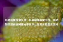 抖音刷播放量平台,抖音刷播放量平台,揭秘如何提高视频曝光率亿乐社区低价自营货源站