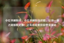小红书刷粉丝,小红书刷粉丝攻略,让你一夜之间涨粉无数!亿乐社区低价自营货源站