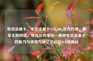 电信流量卡,电信流量卡19元200g官方办理,畅享无限网络,尽在您的掌控—揭秘电信流量卡的魅力与使用方法亿乐社区SUP货源站