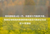 买抖音粉丝10元一万,抖音买十万粉多少钱,如何在短时间内快速获得抖音百万粉丝亿乐社区SUP货源站