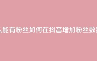 抖音怎么能有粉丝 - 如何在抖音增加粉丝数量!