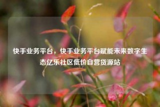 快手业务平台,快手业务平台赋能未来数字生态亿乐社区低价自营货源站