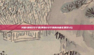 抖音1块钱20个赞(得到20个赞的抖音花费仅1元)