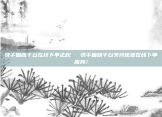 快手自助平台在线下单正规 - 快手自助平台支持便捷在线下单服务!