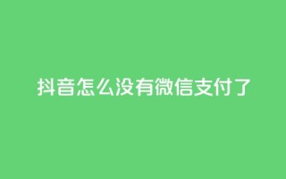 抖音怎么没有微信支付了