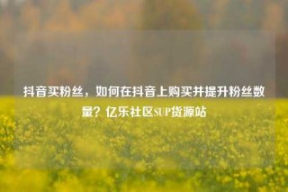 抖音买粉丝,如何在抖音上购买并提升粉丝数量?亿乐社区SUP货源站