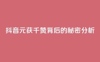 抖音1元获千赞背后的秘密分析