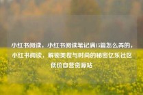 小红书阅读,小红书阅读笔记满15篇怎么弄的,小红书阅读,解锁美妆与时尚的秘密亿乐社区低价自营货源站