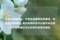 抖音涨流量网站,抖音涨流量网站有哪些,抖音涨流量秘籍,高效利用抖音平台提升知名度与粉丝数量亿乐社区低价自营货源站