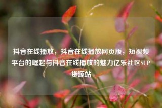 抖音在线播放,抖音在线播放网页版,短视频平台的崛起与抖音在线播放的魅力亿乐社区SUP货源站