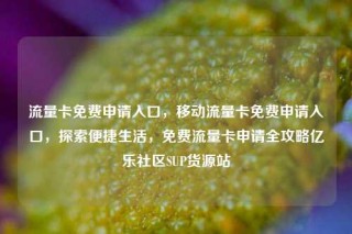 流量卡免费申请入口,移动流量卡免费申请入口,探索便捷生活,免费流量卡申请全攻略亿乐社区SUP货源站