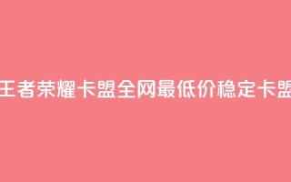 王者荣耀卡盟全网最低价稳定卡盟 - 王者荣耀卡盟价格优惠,高质量服务保障!