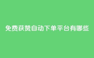 免费获赞自动下单平台有哪些 - 免费获赞自动下单:多种平台供选择!