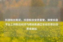 抖音粉丝购买,抖音粉丝业务套餐,探索抖音平台上的粉丝经济与商业机遇亿乐社区低价自营货源站