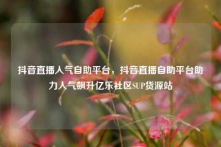 抖音直播人气自助平台,抖音直播自助平台助力人气飙升亿乐社区SUP货源站