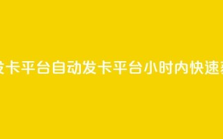 pubg卡盟24小时自动发卡平台 - PUBG自动发卡平台!24小时内快速获取卡密~