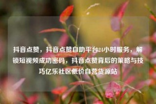 抖音点赞,抖音点赞自助平台24小时服务,解锁短视频成功密码,抖音点赞背后的策略与技巧亿乐社区低价自营货源站