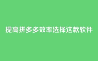 提高拼多多效率,选择这款软件!