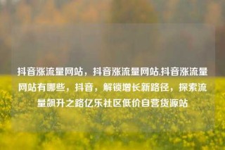 抖音涨流量网站,抖音涨流量网站,抖音涨流量网站有哪些,抖音,解锁增长新路径,探索流量飙升之路亿乐社区低价自营货源站