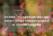 小红书阅读,小红书阅读笔记满15篇怎么弄的,当然可以!以下是我为您准备的文章标题和内容。亿乐社区低价自营货源站