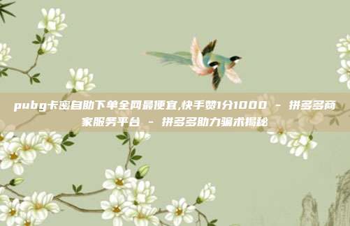 pubg卡密自助下单全网最便宜,快手赞1分1000 - 拼多多商家服务平台 拼多多助力骗术揭秘  第1张