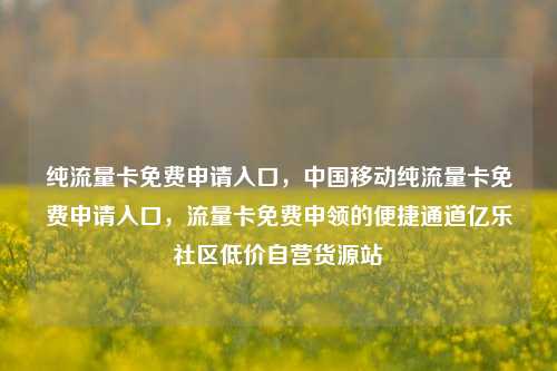 纯流量卡免费申请入口	，中国移动纯流量卡免费申请入口，流量卡免费申领的便捷通道亿乐社区低价自营货源站  第1张