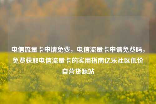电信流量卡申请免费	，电信流量卡申请免费吗，免费获取电信流量卡的实用指南亿乐社区低价自营货源站  第1张