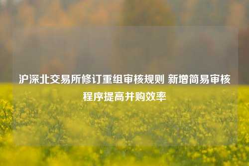 沪深北交易所修订重组审核规则 新增简易审核程序提高并购效率  第1张 沪深北交易所修订重组审核规则 新增简易审核程序提高并购效率  第1张